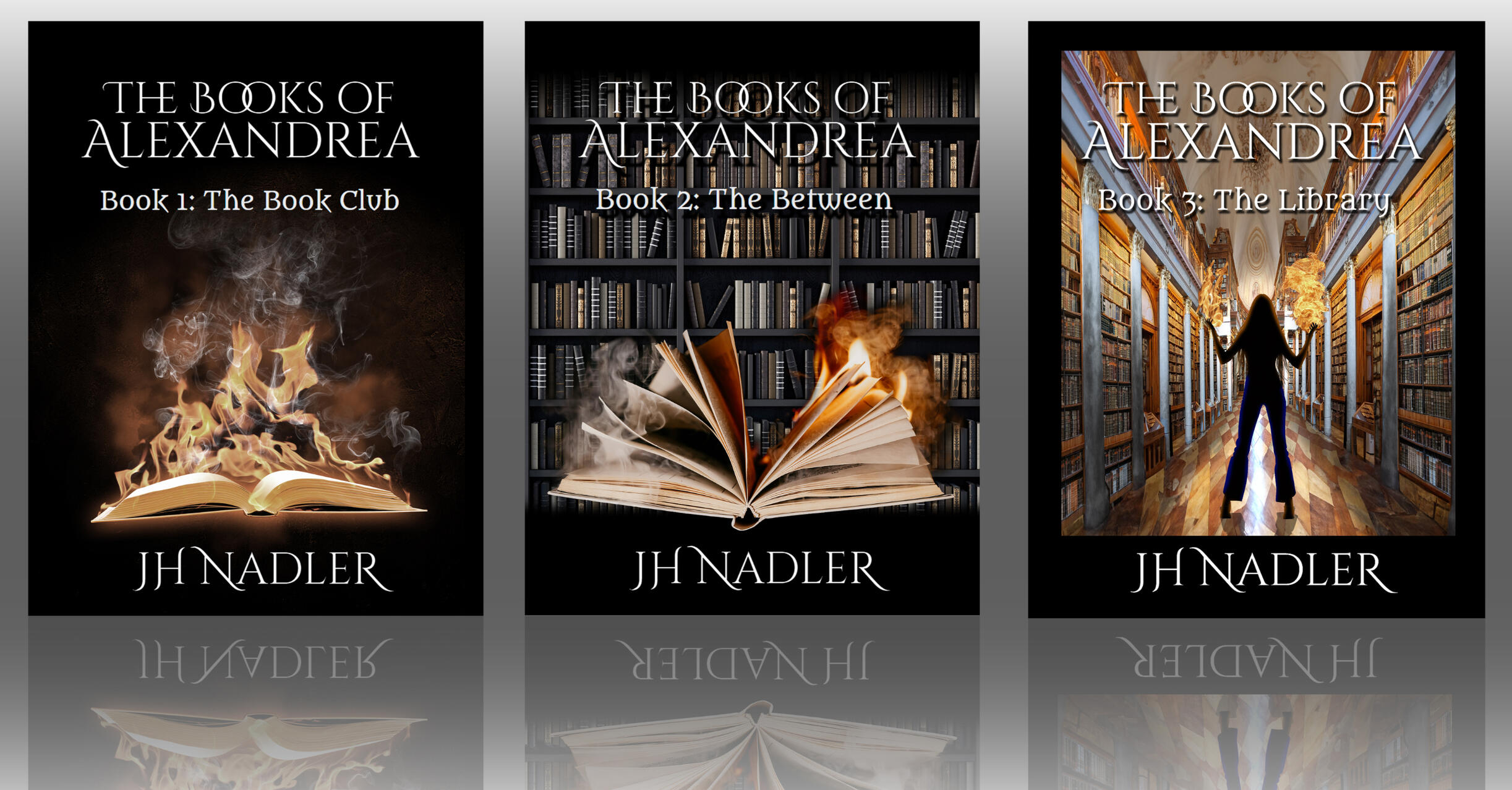 Image of the three books in The Books of Alexandrea trilogy